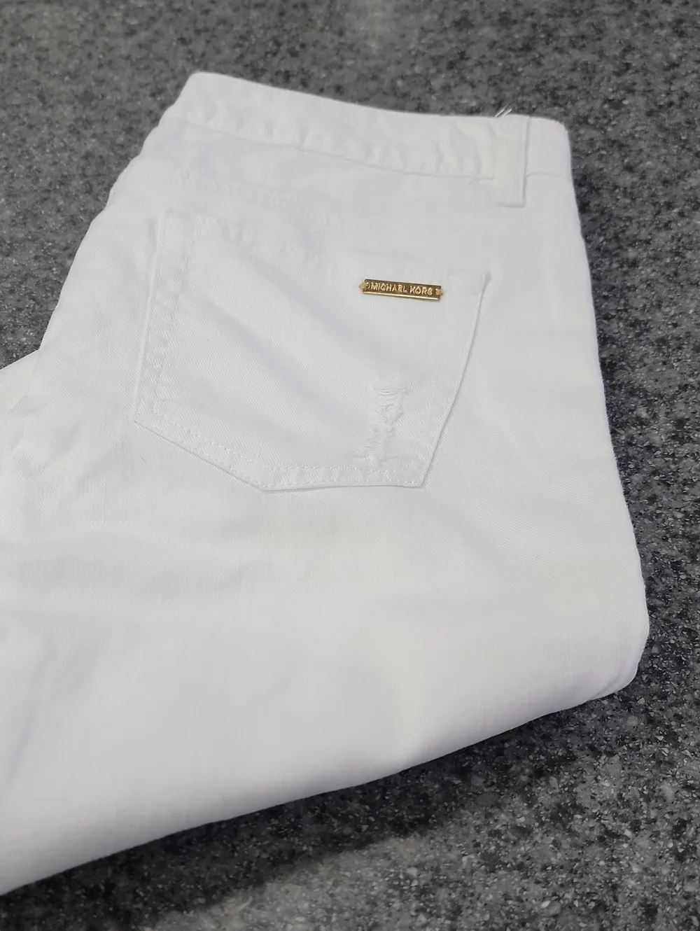 Michael Kors White Skinny Jeans with Gold Logo Accent
